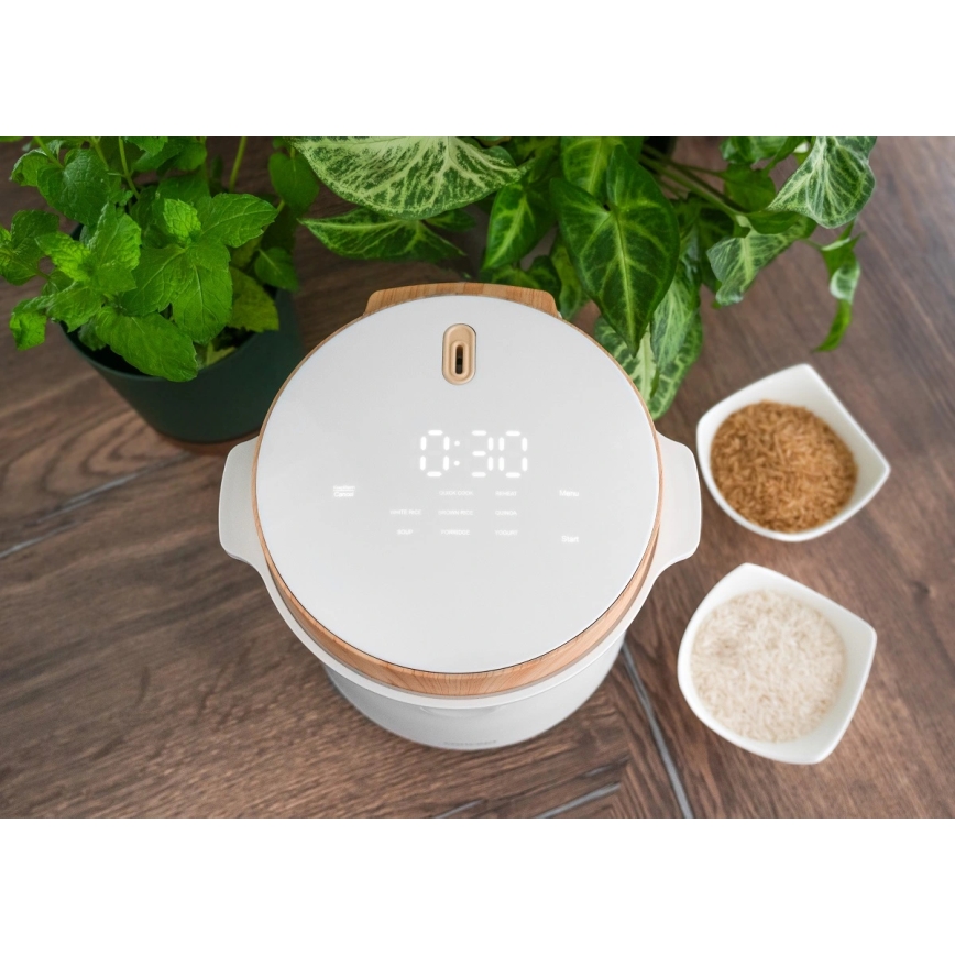 Concept RE3030 - Digitaalinen riisikeitin 2-in-1 380W/230V 1,5 l valkoinen/puukuvio