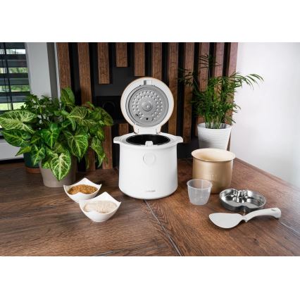 Concept RE3030 - Digitaalinen riisikeitin 2-in-1 380W/230V 1,5 l valkoinen/puukuvio