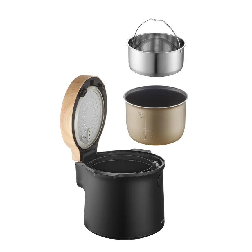 Concept RE4040 - Digitaalinen 2-in-1 riisikeitin 450W/230V 2 l musta/puukuvio