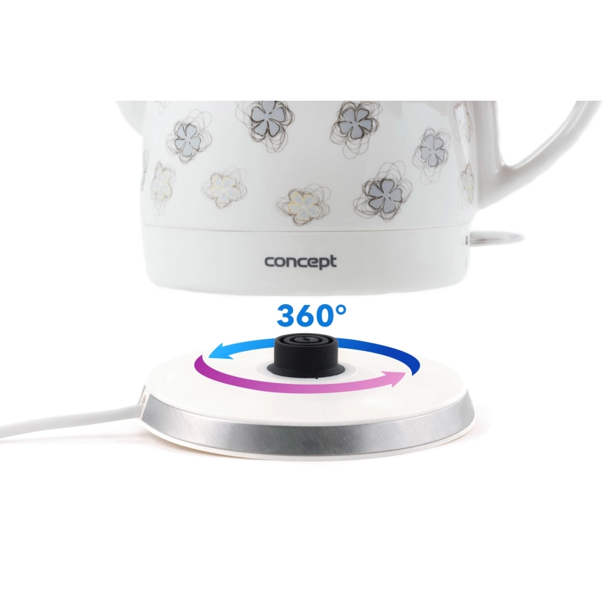 Concept RK0010ne - Nopea vedenkeitin 1 l 1100 W/230 V valkoinen/keramiikka