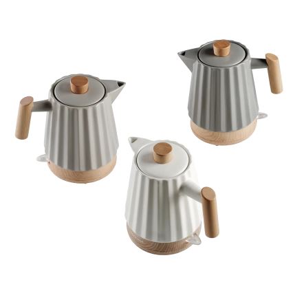 Concept RK0090 - Vedenkeitin 1,5 l 1500W/230V valkoinen/puukuvio/keramiikka