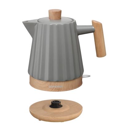 Concept RK0092 - Nopea vedenkeitin 1,5 l 1500W/230V tummanharmaa/puukuvio/keramiikka