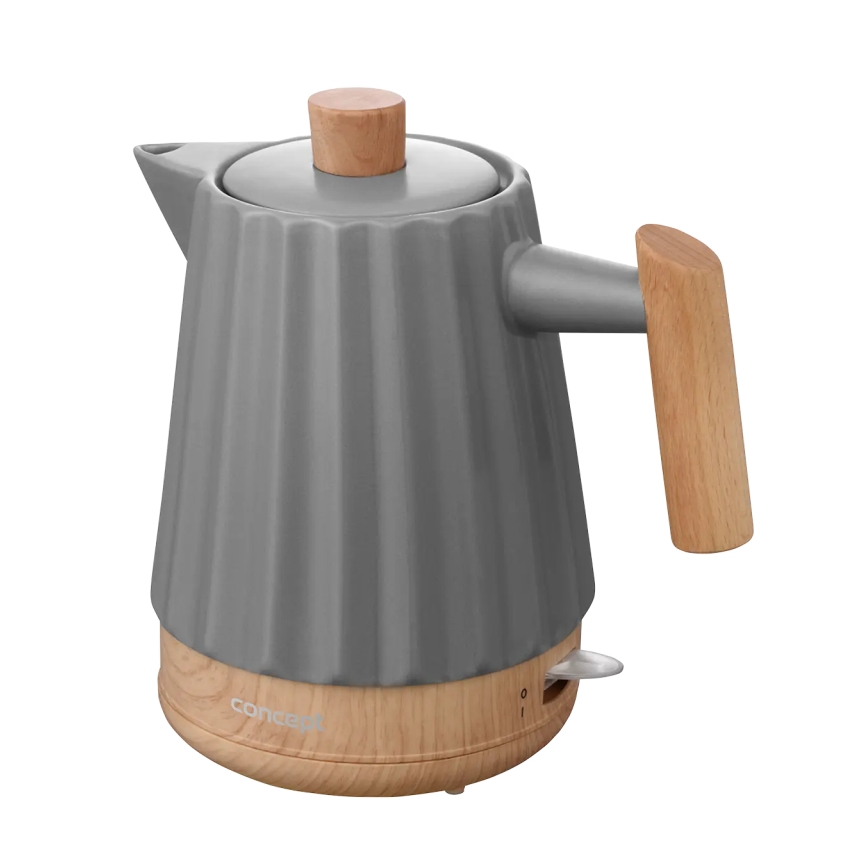 Concept RK0092 - Nopea vedenkeitin 1,5 l 1500W/230V tummanharmaa/puukuvio/keramiikka