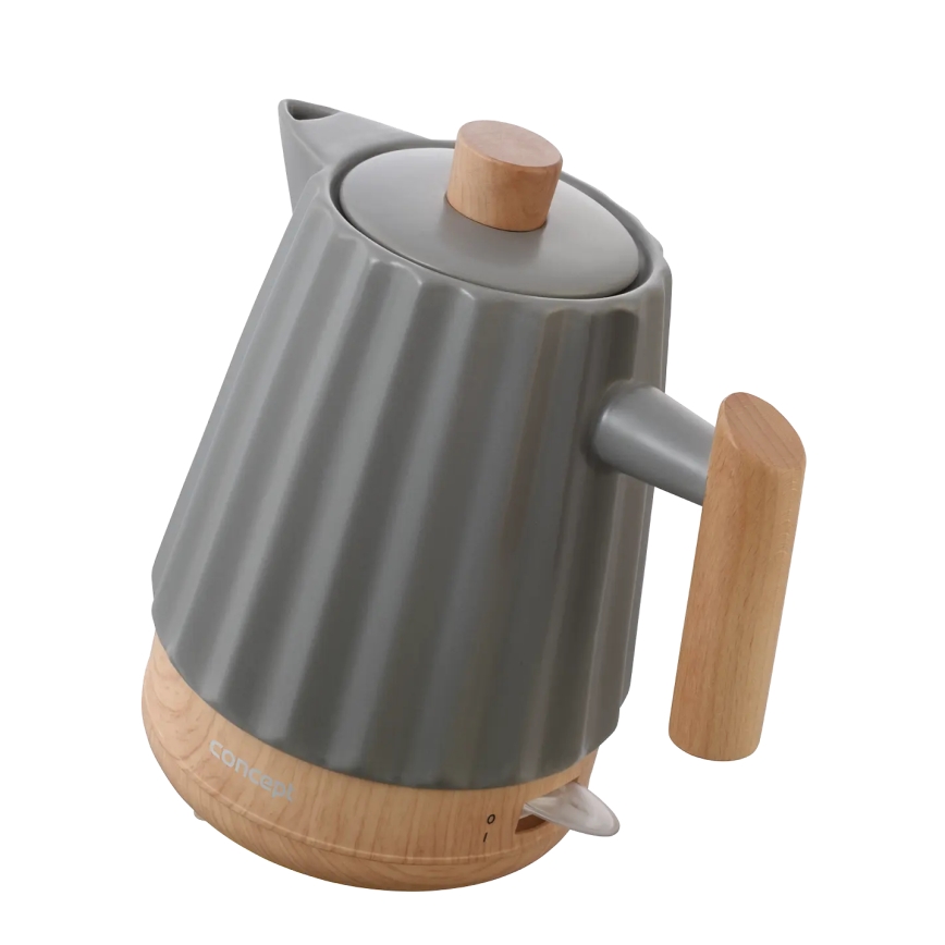 Concept RK0092 - Nopea vedenkeitin 1,5 l 1500W/230V tummanharmaa/puukuvio/keramiikka
