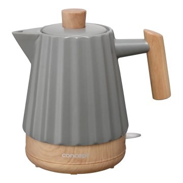 Concept RK0092 - Nopea vedenkeitin 1,5 l 1500W/230V tummanharmaa/puukuvio/keramiikka