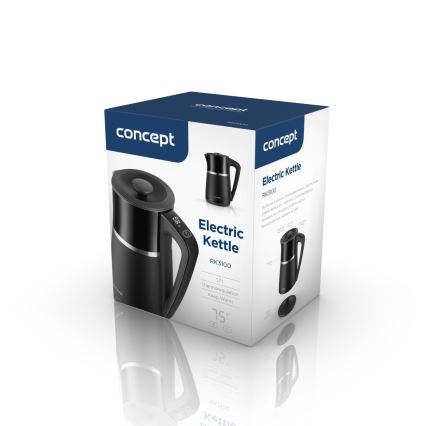 Concept RK3100 - Tehokas 1,7 l vedenkeitin lämpötilansäädöllä 2200W/230V musta