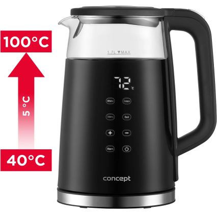 Concept RK4100 - Nopea vedenkeitin lämpötilansäädöllä 1,7 l 2200W/230V musta