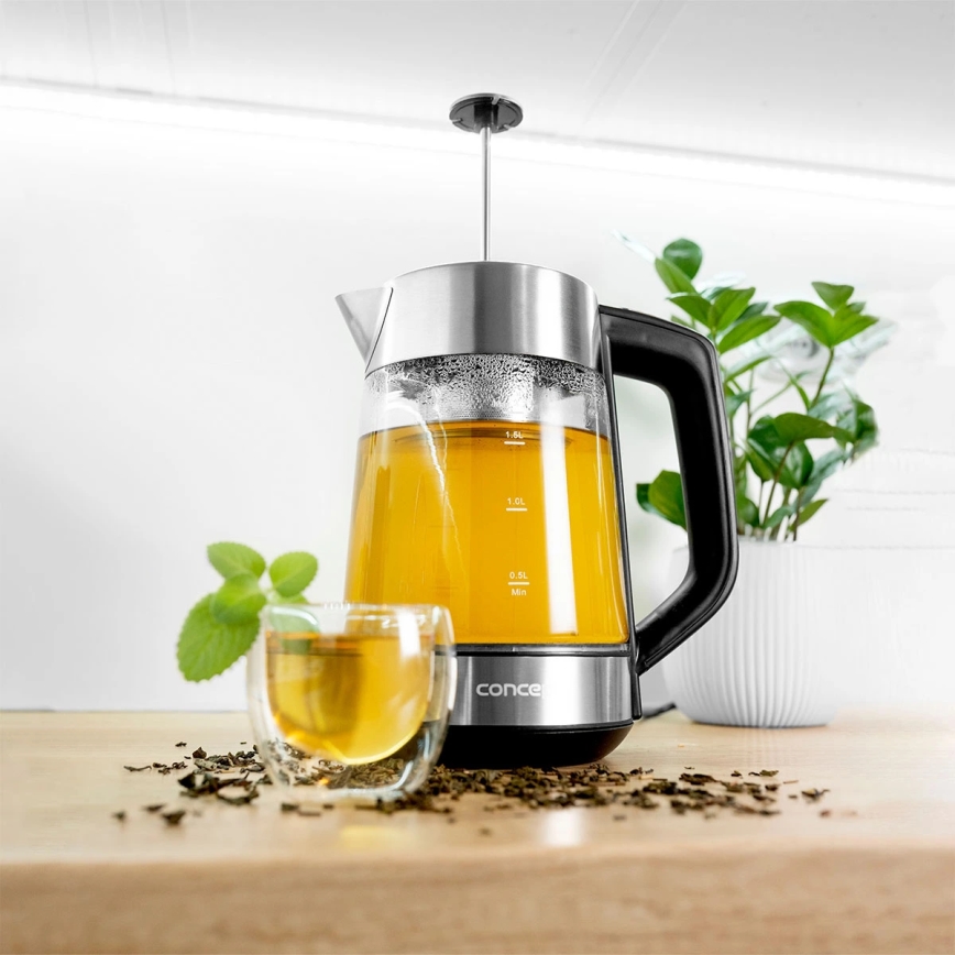 Concept RK4190 - Nopea vedenkeitin lämpötilansäädöllä ja suodattimella 1,7 l 2200W/230V ruostumatonta terästä