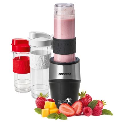Concept SM3385 - Smoothie blenderi lisävarusteiden kanssa ACTIVE SMOOTHIE 500W/230V musta