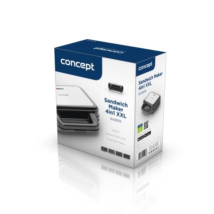 Concept SV3070 - XXL 4-in-1 leivänpaahdin 900W/230V musta/ruostumaton teräs
