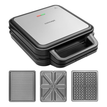 Concept SV3080 - Leivänpaahdin FAMILY 3-in-1 1200W/230V musta/ruostumaton teräs