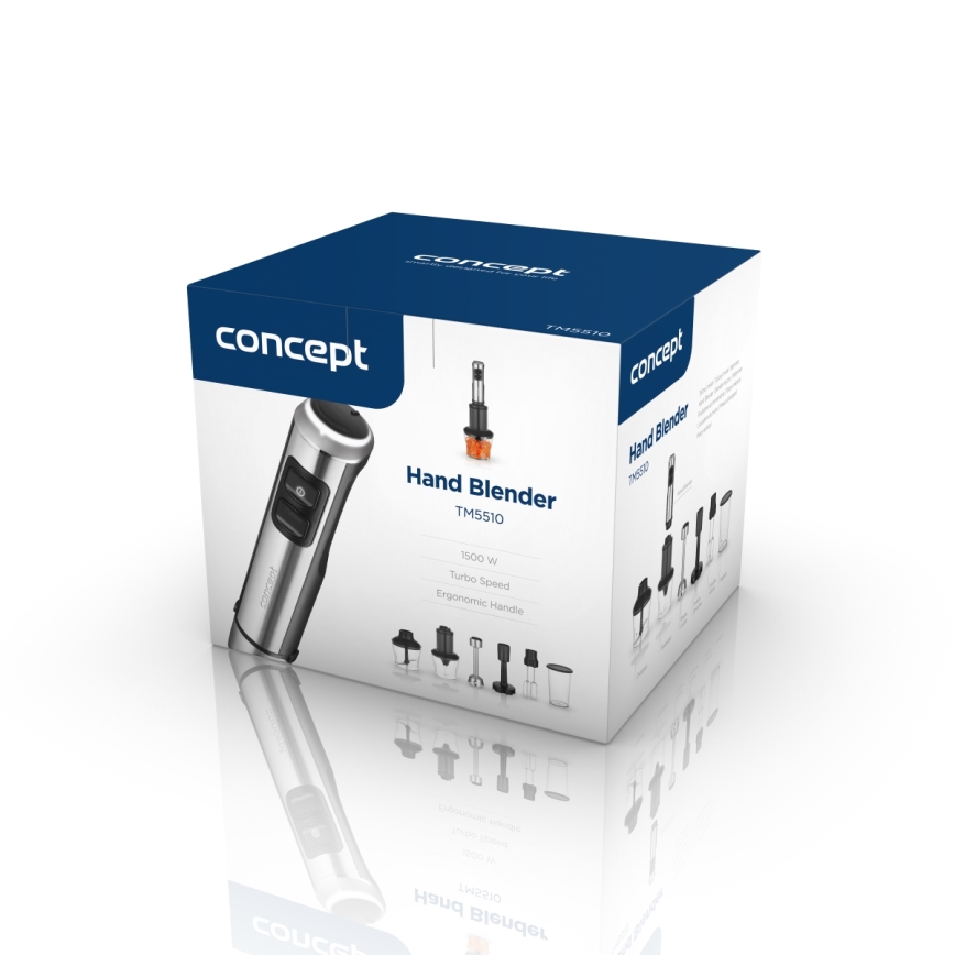 Concept TM5510 - Sauvasekoitin lisävarusteiden kanssa 1500W/230V musta/ruostumaton