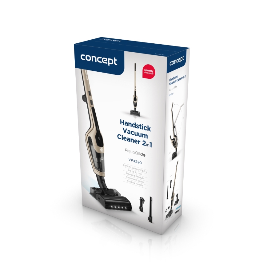 Concept VP4220 - Langaton 3-in-1 sauvaimuri AQUAGLIDE 160W/28,8V 2200 mAh beige