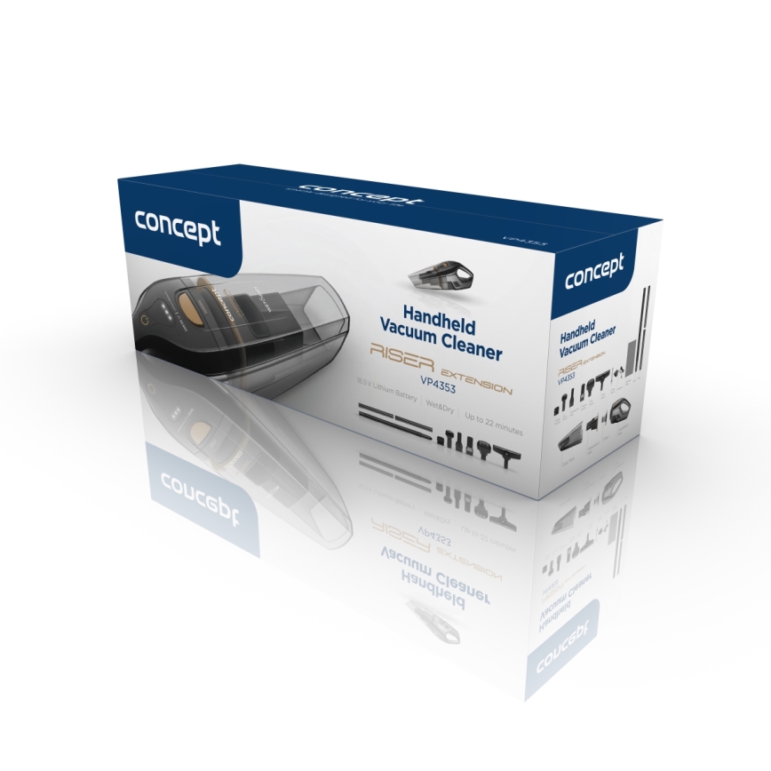Concept VP4353 - Käsipölynimuri WET & DRY RISER EXTENSION 110W/18,5V 2200 mAh musta