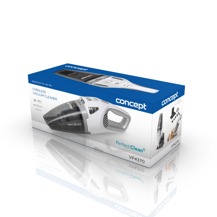 Concept VP4370 - Käsipölynimuri WET & DRY PERFECT CLEAN 90W/14,8V 2200 mAh valkoinen