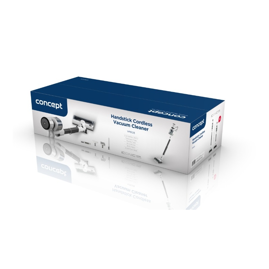 Concept VP6125 - 2-in-1 ICONIC Comfort Telescope sauva- ja käsipölynimuri 400W/29,6V 2000 mAh valkoinen