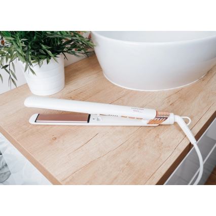 Concept VZ2110 - Hiusten suoristusrauta GLAM STYLE 48W/230V valkoinen/ruusukulta