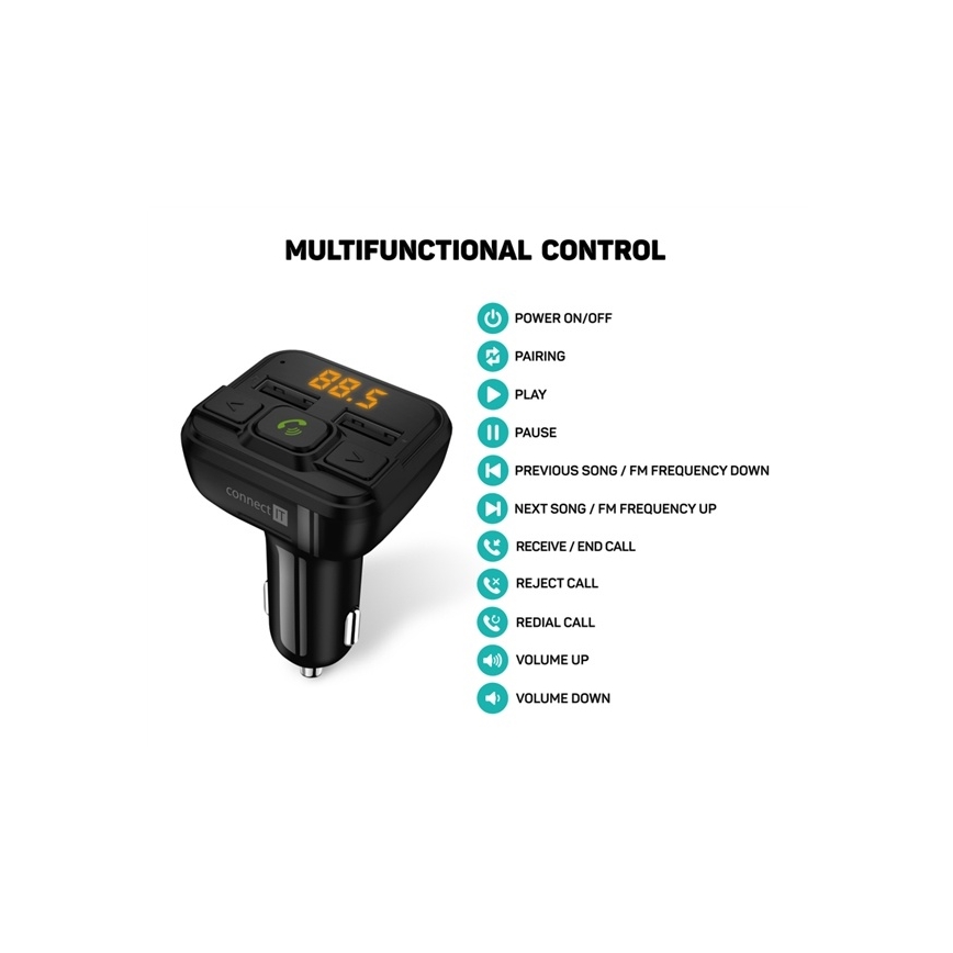 CONNECT IT CCC-8600-BK - FM-lähetin autoon handsfree-toiminnolla musta