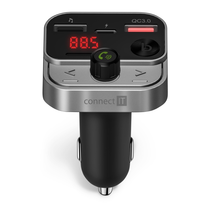 CONNECT IT CCC-8900-AN - FM-lähetin autoon handsfree-toiminnolla musta/hopea