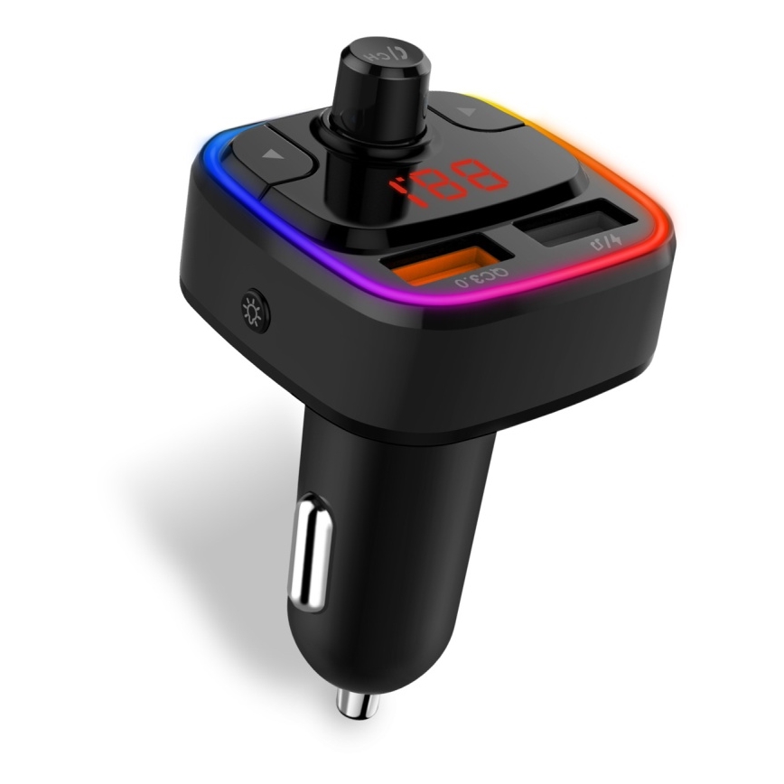 CONNECT IT CCC-9090-BK - LED RGB FM autolähetin handsfree-toiminnolla musta