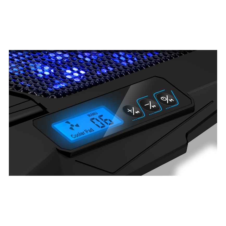 CONNECT IT CCP-2200-BK - Jäähdytystyyny kannettavalle tietokoneelle 4x tuuletin 2xUSB musta/sininen