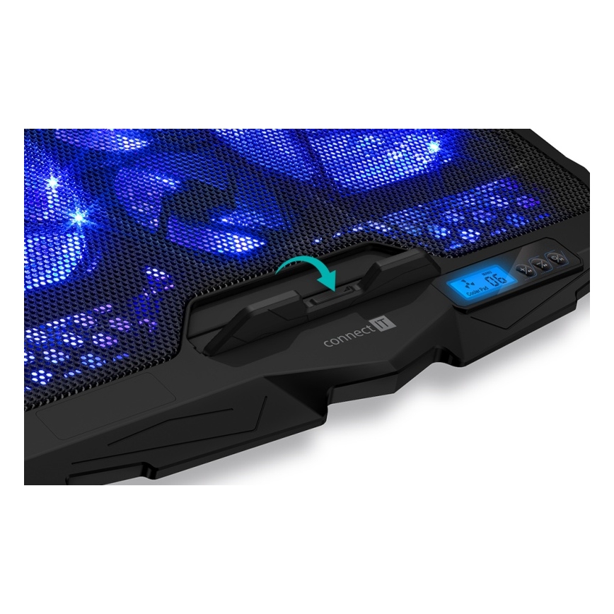 CONNECT IT CCP-2200-BK - Jäähdytystyyny kannettavalle tietokoneelle 4x tuuletin 2xUSB musta/sininen