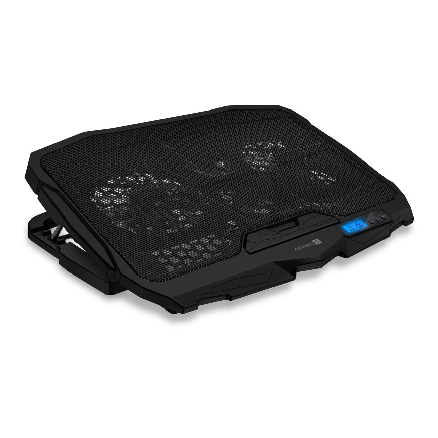 CONNECT IT CCP-2200-BK - Jäähdytystyyny kannettavalle tietokoneelle 4x tuuletin 2xUSB musta/sininen