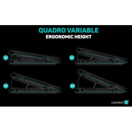 CONNECT IT CCP-2200-RD - Jäähdytystyyny kannettavalle tietokoneelle 4x tuuletin 2xUSB musta/punainen