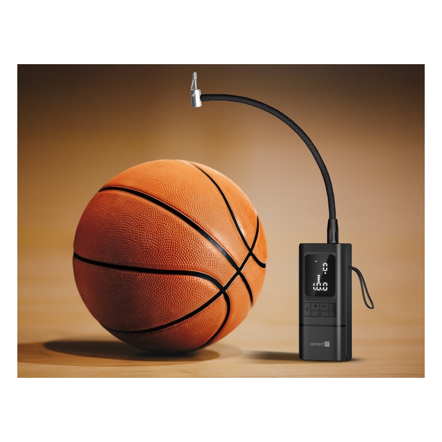 CONNECT IT CFF-4500-BK - Digitaalinen taskukokoinen AirFlow-kompressori 80 W/6000 mAh, musta