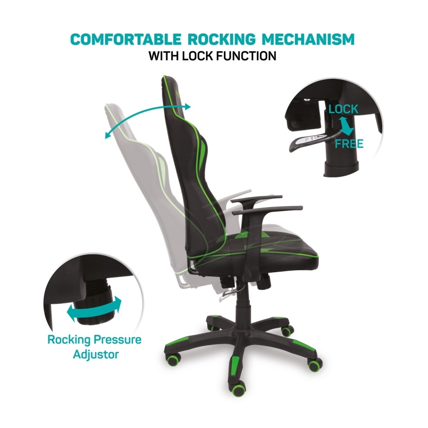 CONNECT IT CGC-0700-GR - Pelituoli LeMans Pro musta/vihreä