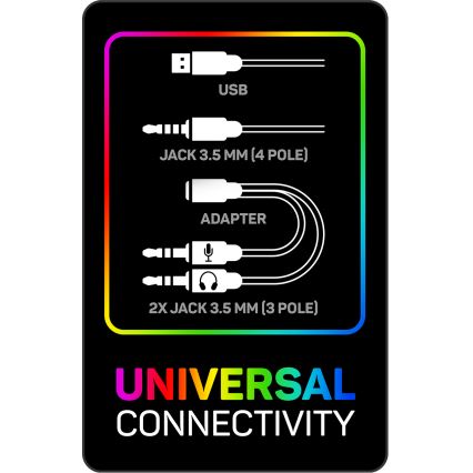 CONNECT IT CHP-3595-BK - LED RGB Langalliset pelikuulokkeet mikrofonilla musta