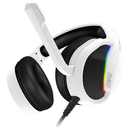 CONNECT IT CHP-3595-WH - LED RGB Langalliset pelikuulokkeet mikrofonilla valkoinen/musta