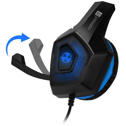 CONNECT IT CHP-5500-BL - LED Langalliset pelikuulokkeet mikrofonilla musta/sininen