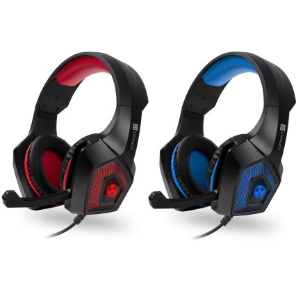 CONNECT IT CHP-5500-BL - LED Langalliset pelikuulokkeet mikrofonilla musta/sininen