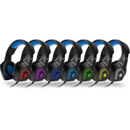 CONNECT IT CHP-5500-BL - LED Langalliset pelikuulokkeet mikrofonilla musta/sininen