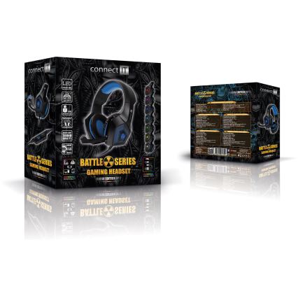 CONNECT IT CHP-5500-BL - LED Langalliset pelikuulokkeet mikrofonilla musta/sininen