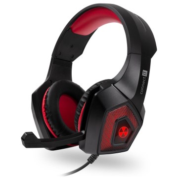 CONNECT IT CHP-5500-RD - LED Langalliset pelikuulokkeet mikrofonilla musta/punainen