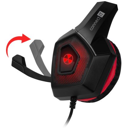 CONNECT IT CHP-5500-RD - LED Langalliset pelikuulokkeet mikrofonilla musta/punainen