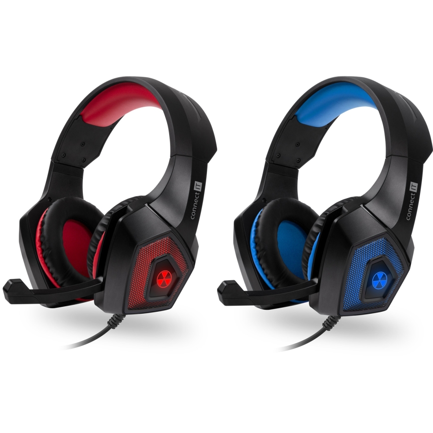 CONNECT IT CHP-5500-RD - LED Langalliset pelikuulokkeet mikrofonilla musta/punainen