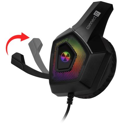 CONNECT IT CHP-5600-BK - LED RGB Langalliset pelikuulokkeet mikrofonilla musta
