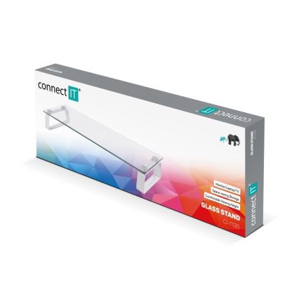 CONNECT IT CI-1135 - Monitoiminen lasijalusta läpinäkyvä/valkoinen