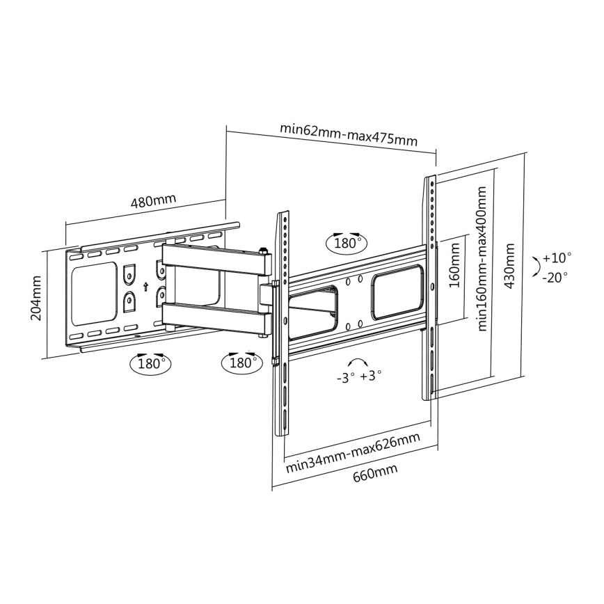 CONNECT IT CI-787 - TV-seinäteline 37-70” valkoinen