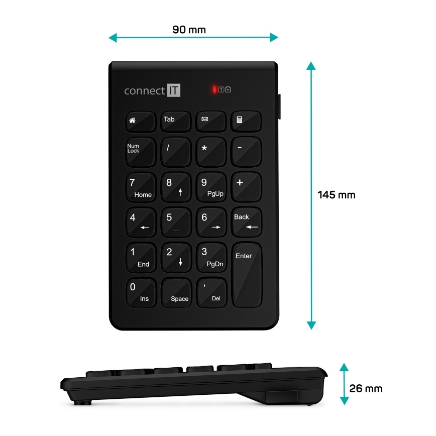 CONNECT IT CKB-0062-BK - Langaton numeronäppäimistö 1xAAA musta