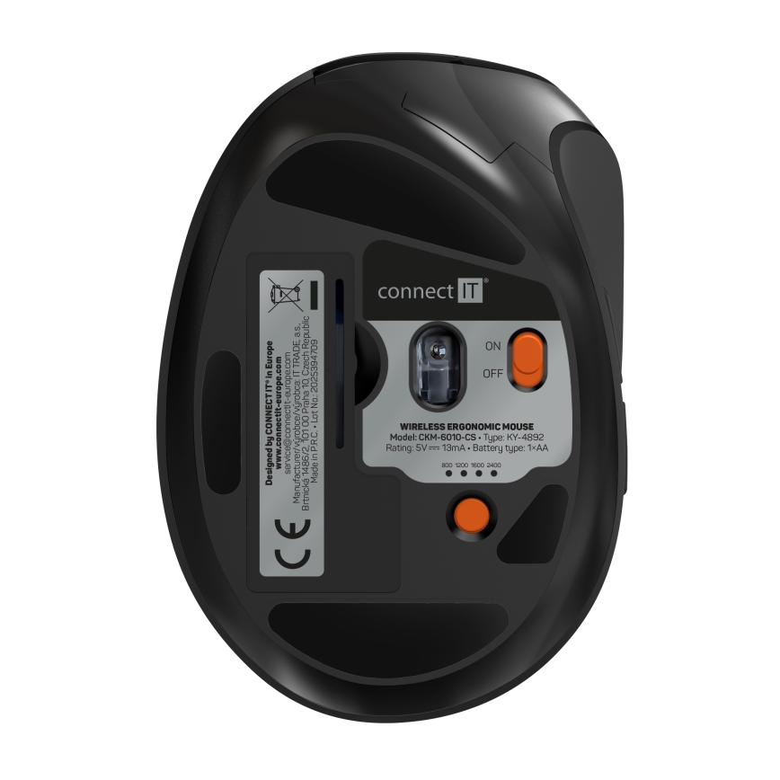 CONNECT IT CKM-6010-CS - Ergonominen langaton näppäimistö ja hiiri 800/1200/1600/2400 DPI CZ/SK-lokalisaatiolla 1xAA + 2xAAA musta