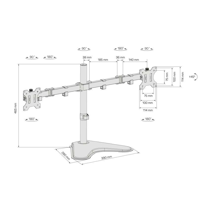 CONNECT IT CMF-3204-BK - Yleiskäyttöinen pidike kahdelle näytölle 13-32” musta