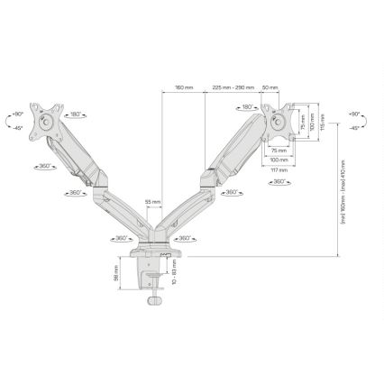 CONNECT IT CMF-3207-BK - Yleiskäyttöinen pidike kahdelle näytölle 13-27” musta