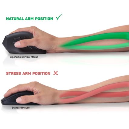 CONNECT IT CMO-2500-BK - Ergonominen langallinen hiiri Verti Wire 1000/1600 DPI musta