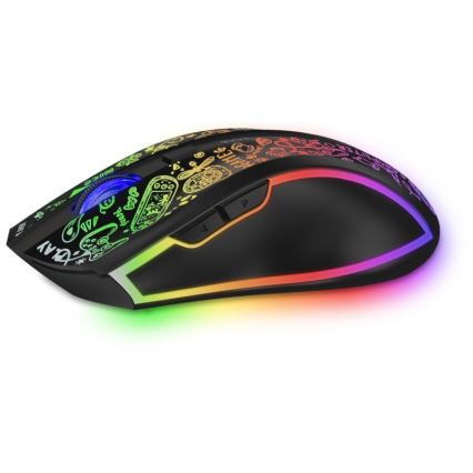 CONNECT IT CMO-3530-DD - LED RGB Langaton ladattava peli hiiri 800/1200/1600/2400/4800 DPI 600 mAh musta