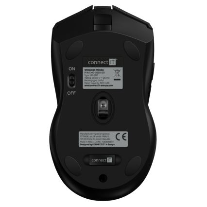 CONNECT IT CMO-3530-DD - LED RGB Langaton ladattava peli hiiri 800/1200/1600/2400/4800 DPI 600 mAh musta