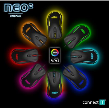 CONNECT IT CMO-3589-BK - LED RGB Langallinen peli hiiri 200-7200 DPI musta